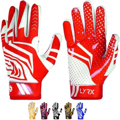 Vista 10 de LYRX Football Gloves for Youth & Adults, Super Sticky Receiver Gloves with Silicone Grip Palm, Lightweight Breathable Football Gloves for Kids Negro