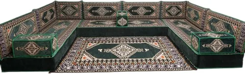 Vista 170 de arabicsofa Sofá en forma de U de estilo árabe para el suelo – Juego de Majlis hecho a mano – Sofá de estilo bohemio