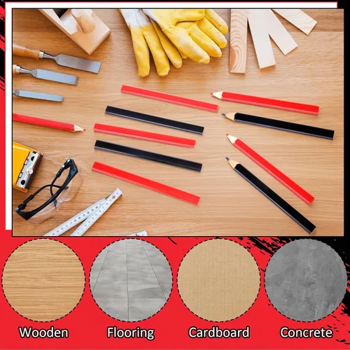 Vista 5 de Tenceur 120 lápices de carpintero a granel de 7 pulgadas, lápices de construcción de madera plana resistente octogonal duro para carpintería marcado
