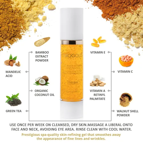 Vista 3 de OROGOLD Peeling profundo multivitamínico de 24 K, con vitamina C y ácido mandélico OROGOLD Exclusivo - Exfolia suavemente la piel muerta - Limpia