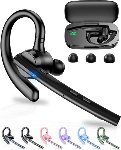 Vista 13 de Auriculares Bluetooth, 72H trabajo auricular inalámbrico de un solo oído Verde militar sólido
