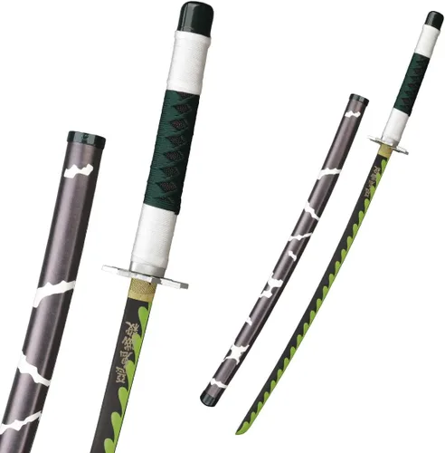 Vista 15 de Munetoshi 40.5 Steel Zenitsu Agastuma Nichirin Katana Demon Killer Samurai Sword Scabbard Cosplay Costumes