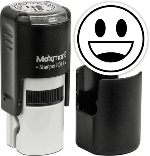 Vista 77 de MaxMark Sello de Emoji Autoentintado Redondo - Enojada - Tinta Negra