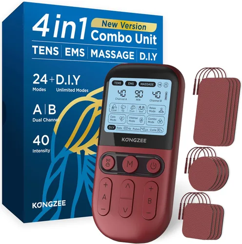 Vista 7 de 4 en 1 - D.I.Y y Unidad TENS y EMS y Estimulador Muscular de Masaje, Máquina de Terapia de Unidades TENS de Doble Canal para Alivio del Dolor
