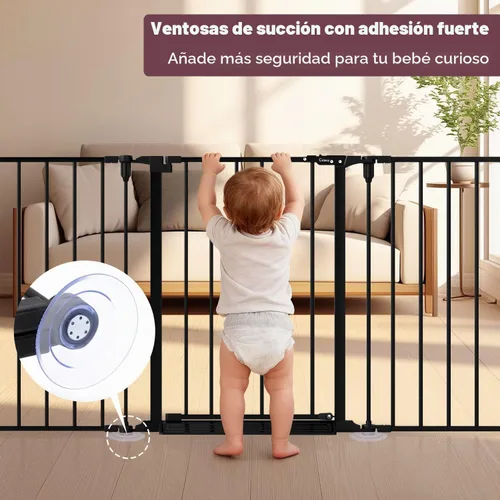 Vista 7 de Puerta de bebé extra ancha de 29.4-78 pulgadas, puertas largas para perros interiores para escaleras
