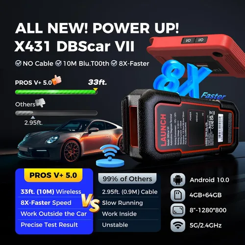 Vista 4 de Launch X431 V Lenovo tableta 8.0". Herramienta de diagnóstico de sistema completo con función de código clave
