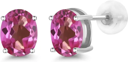 Vista 251 de Gem Stone King Aretes de oro de 14 quilates con piedra natal ovalada de 0.315 x 0.236 in Aretes de oro para mujer