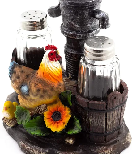 Vista 2 de Pump Up The Spice Rooster - Juego de salero y pimentero