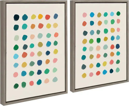 Vista 2 de Kate and Laurel Sylvie Meditation 1 y 2 lienzo enmarcado para pared, juego de arte de pared por Kelly Knaga; 2 piezas de 18 x 24 pulgadas, gris