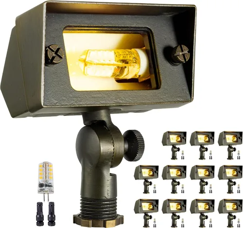 Vista 10 de Gardenreet Luz de Inundación de Latón Sólido - Iluminación de Lavado de Pared LED de Bajo Voltaje para Paisaje 12V, Impermeable IP65 para Exterior