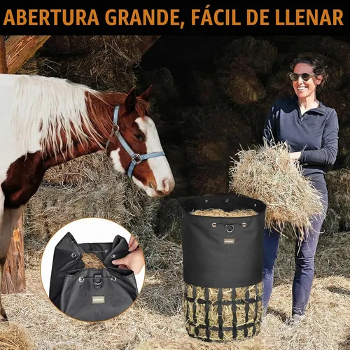 Vista 4 de Bolsas de heno para caballos, bolsa cilíndrica de heno