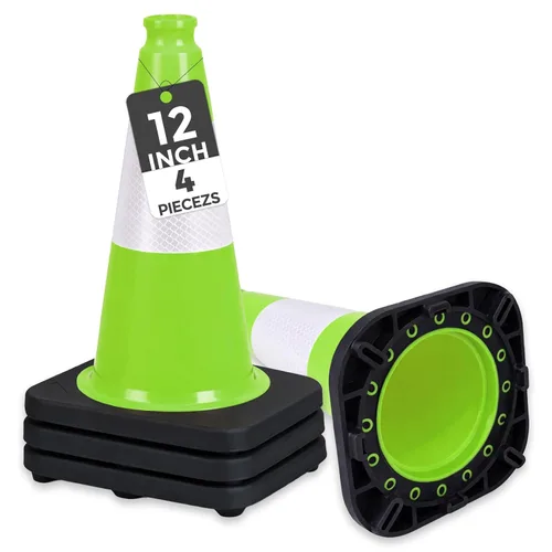 Vista 29 de BESEA Paquete de 4 conos de tráfico azules de 12 pulgadas con collar reflectante de 4 pulgadas, conos de seguridad de PVC resistentes con base