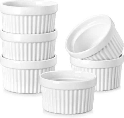Vista 20 de MALACASA Ramequines de 119 ml aptos para horno, pequeños platos de soufflé cerámicos para crema brulée y soufflé, tazas de natillas de barro Azul