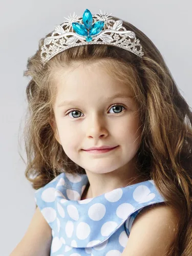 Vista 3 de SWEETV Tiara de princesa para niñas y niños, corona de cumpleaños, diadema de tiara de cristal, accesorios para el cabello