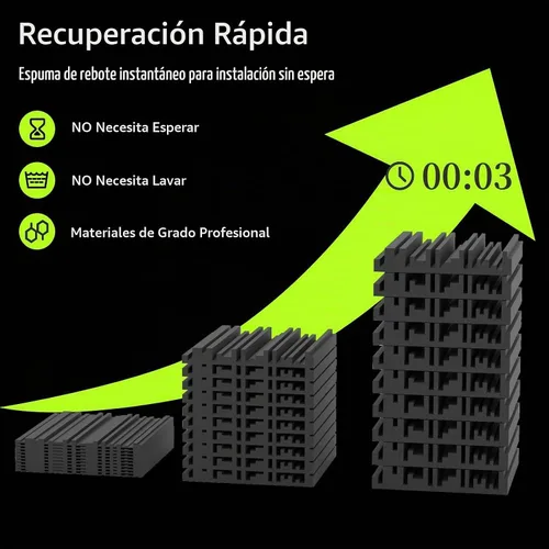 Vista 3 de EEKIYA Paneles de espuma a prueba de sonido para paredes con paneles acústicos autoadhesivos, de recuperación rápida, absorbentes de sonido, paneles