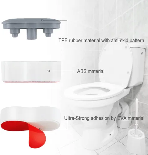 Vista 3 de Parachoques de bidé, amortiguador universal para asiento de inodoro con ajuste de 2 alturas, fuerte autoadhesivo