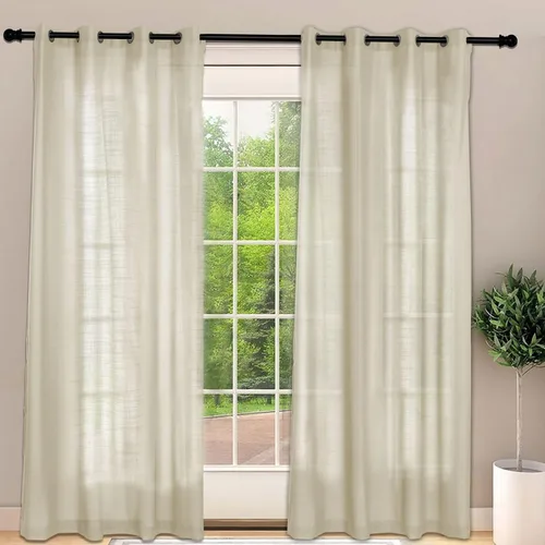 Vista 23 de Frelement Cortinas opacas extralargas de 108 pulgadas de largo, para sala de estar, cortinas de lino con bloqueo de luz, cortinas con aislamiento