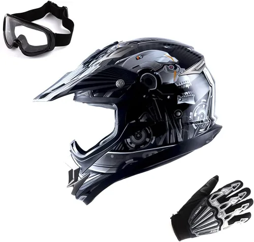 Vista 10 de 1Storm Casco de motocross para adultos, todoterreno, MX, BMX, ATV, motocross, mecánico, HGXP14B, fibra de carbono, negro, HGXP14B