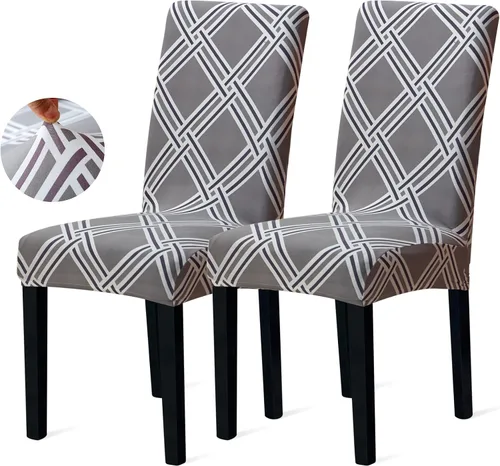 Vista 51 de Sufdari Juego de 2 fundas para sillas de comedor, fundas para sillas de cocina, fundas para sillas Parsons, protectores de sillas de elastano
