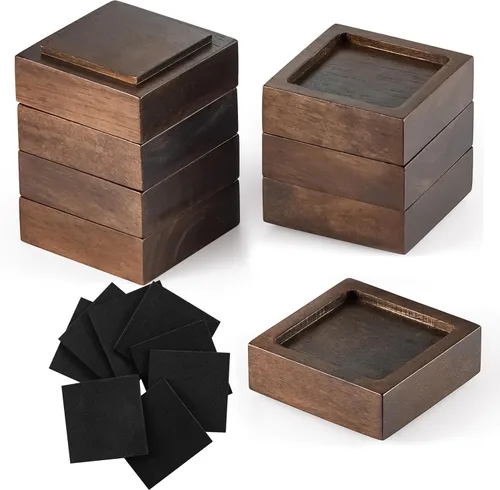 Vista 8 de Elevadores de cama (juego de 8) elevadores de muebles de 1 pulgada, 2 o 3 pulgadas, elevadores de madera natural maciza para cama, muebles, mesa
