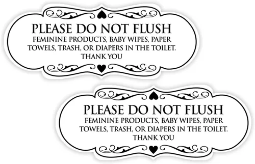 Vista 66 de Signs ByLITA Designer Please Do Not Flush Etiqutte Letrero (negro) - Pequeño 1 paquete