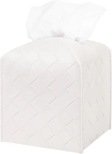 Vista 11 de Funda para Caja de Pañuelos de Cuero PU Cuadrada Soporte Organizador de Pañuelos Faciales Dispensador para Baño, Dormitorio, Encimera de Tocador