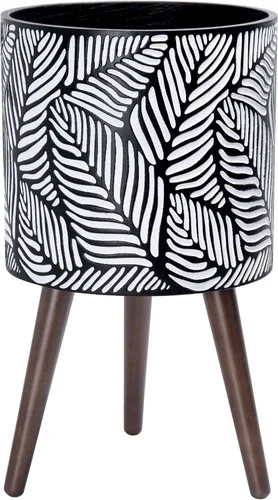 Vista 12 de D'vine Dev Maceta de 12 pulgadas con soporte de madera, bronce/gris, 88-L-C