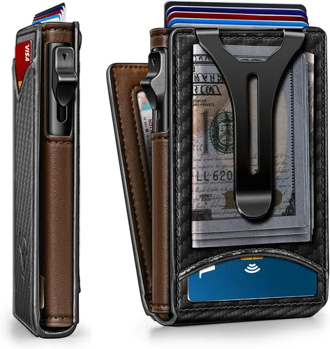 Vista 14 de Cartera BULLIANT para hombre, cartera con clip para billetes delgada para regalo para hombre, 9 tarjetas - Estuche de tarjeta de crédito de metal
