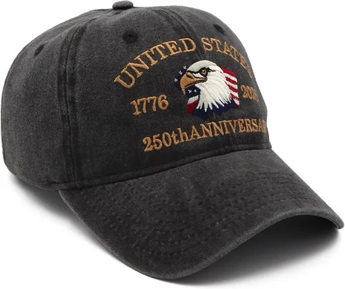 Vista 3 de Gorra del 250º Aniversario de EE. UU. Estados Unidos Gorra del Aniversario de 250 Años Americano con Bordado Patriótico de Águila Gorra de Béisbol