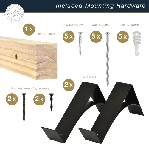 Vista 6 de MCS 183 cm de repisa para chimenea, Master & Co con acabado de grano de madera natural, estante flotante de madera maciza para sala de estar