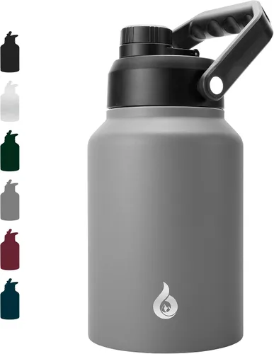 Vista 28 de BJPKPK Botella de agua aislada de un galón (128 onzas), de acero inoxidable, apta para lavavajillas, jarra sin BPA con mango ergonómico y parte