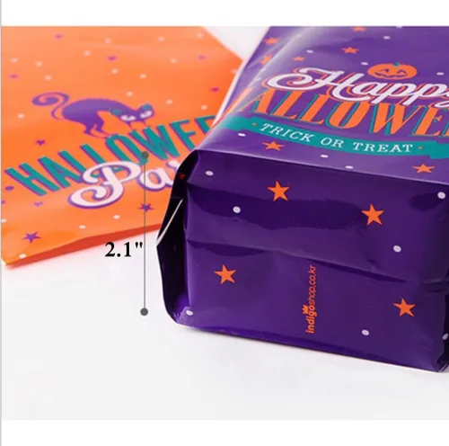 Vista 2 de 50 bolsas de dulces de Halloween, bolsas de galletas con lazos giratorios