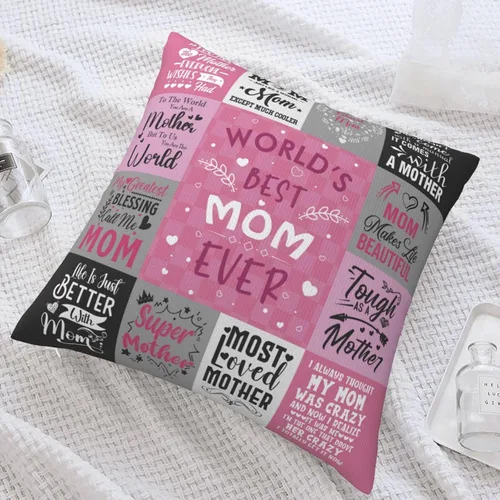 Vista 8 de Funda de almohada para mamá de hija e hijo, regalo de cumpleaños de la madre, funda de almohada de 18 x 18 pulgadas