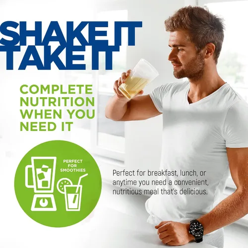 Vista 3 de WellnessPro Batido de reemplazo de comidas Balanced Nutrition para hombre, fórmula específica en polvo para hombres, 15 porciones, sabor vainilla
