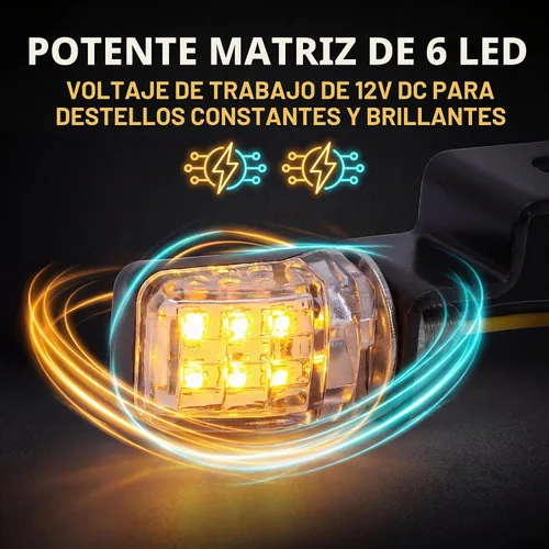 Vista 4 de ANKIA - 2 luces intermitentes universales para motocicleta, 12 V, mini LED Negro 01