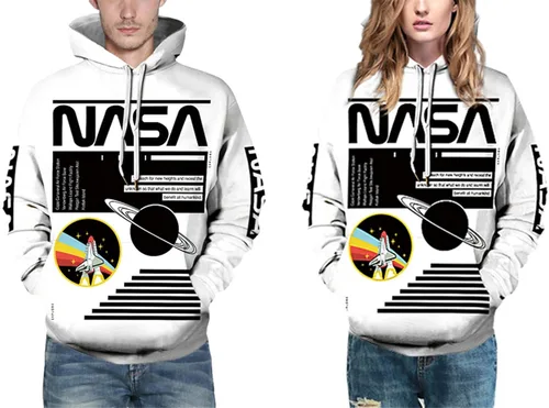 Vista 5 de FLYCHEN Sudadera con capucha unisex con estampado 3D de la NASA para hombre