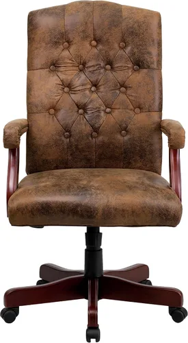 Vista 5 de BizChair Bomber Brown Classic Silla de oficina giratoria ejecutiva con brazos