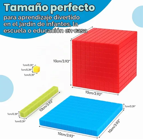 Vista 4 de Torlam 131 bloques base de diez bloques para matemáticas – Bloques de valor posicional, base de plástico, 10 manipuladores matemáticos de primer