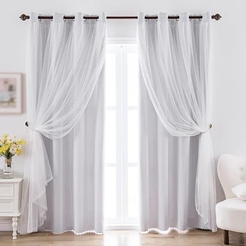 Vista 28 de indistar Home Cortinas opacas de doble capa con ojales sólidos en la parte superior, par de paneles de cortinas para ventana, 35 pulgadas de ancho x