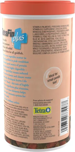 Vista 3 de TetraFin Plus Goldfish Flakes 7.06 onzas, dieta equilibrada, con algas para promover la salud