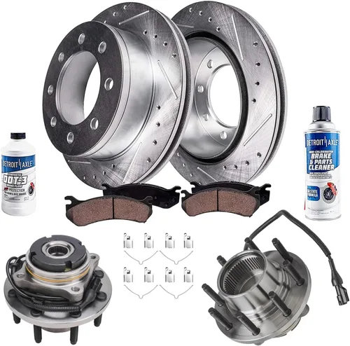 Vista 89 de Detroit Axle - Rotores de freno para Ford 2013-2019 Explorer Taurus Flex Lincoln MKT MKS, rotores de freno de disco ranurados perforados de repuesto