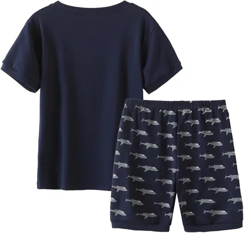 Vista 2 de MyFav Pijama corto de 2 piezas para niños grandes, ropa de dormir con dibujos animados