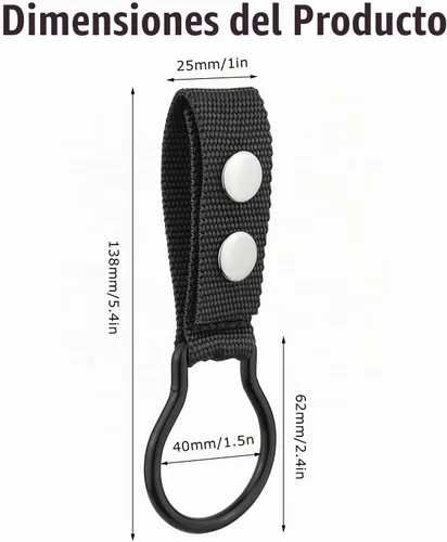 Vista 6 de UIInosoo - Soporte de anillo de linterna de nailon con doble clip para cinturón de servicio, mantiene la linterna de célula D/C Negro 1 paquete