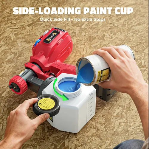 Vista 3 de DIYtoolifz - Pulverizador de pintura inalámbrico compatible con batería Milwaukee 18V, pistola de pintura eléctrica de 40.6 fl. oz con 4 boquillas