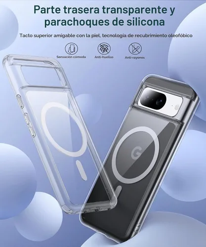 Vista 2 de [NO.1 Funda magnética para Google Pixel 8 con MagSafe [Anti-Amarillamiento][Ajuste Delgado][Probada contra Caídas Grado Militar] Parachoques Cristal