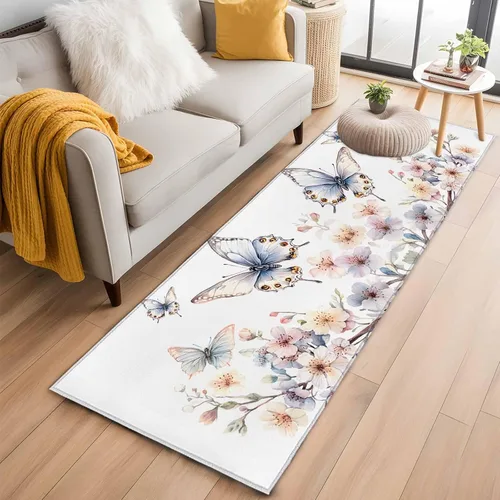 Vista 17 de Small Area Rugs 2x3 Ft, Spring Flowers Non-Slip Area Rugs for Living Room Bedroom Entryway, Watercolor Botanical Floral Butterfly Washable Carpet