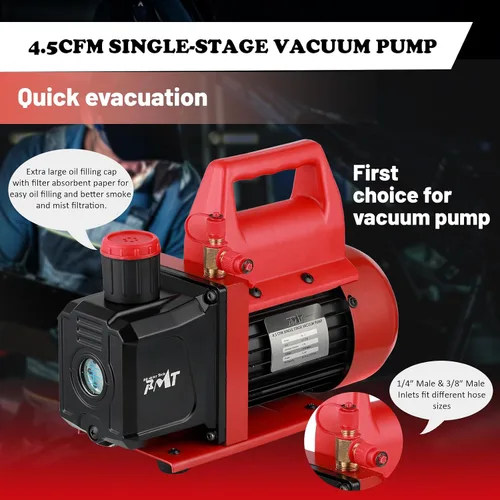 Vista 7 de PB Motor Tech - Juego de bomba de vacío y medidor - Bomba de 4.5 CFM con manómetro de colector de aluminio de 3 vías, con detector de fugas