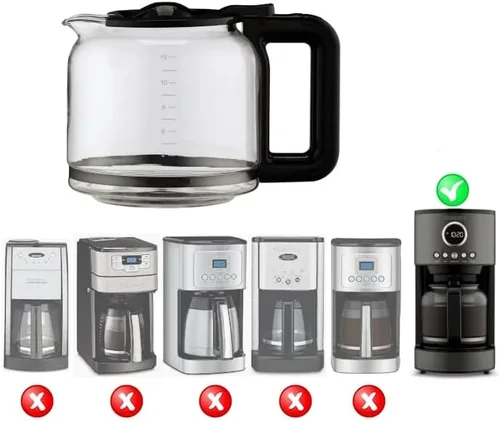 Vista 2 de Jarra de repuesto para la jarra de café Cuisinart de vidrio de 12 tazas modelo DCC-1220BKSWM SOLAMENTE, mango y tapa negra