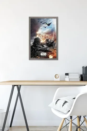 Vista 6 de Trends International Star Wars: Rogue One - Póster de pared de trinchera, 14.725 x 22.375 pulgadas, versión enmarcada de madera de granero Versión
