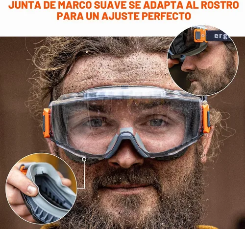 Vista 3 de Ergodyne Skullerz Modi - Gafas protectoras de seguridad OTG, ventilación indirecta, antiniebla, resistentes a los arañazos Lente Transparente